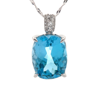 HUGE 25 Carat Blue Topaz Curved Bar Necklace $1,450 Retail
