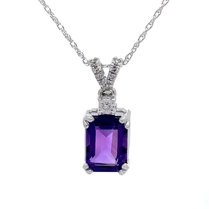 Gorgeous Deep Purple Amethyst and Diamond 18 Necklace in White Gold $1,205 Retail