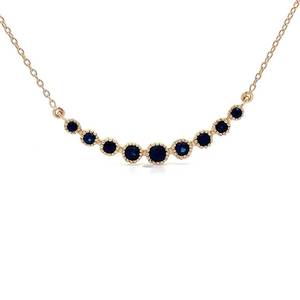Blue Sapphire Curved Pendant Necklace in 14k White Gold $1,240 Retail