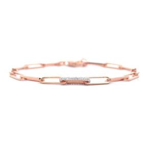 .15 Carat Diamond Bar Paperclip Link Bracelet in Rose Gold over Sterling $699 Retail