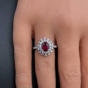 Brand New Designer Oscar Friedman GIA CERTIFIED Mozambique Ruby & F-Color Natural Diamond Cluster Snowflake Ring in Platinum - $14,500 Appraisal Included VIDEO