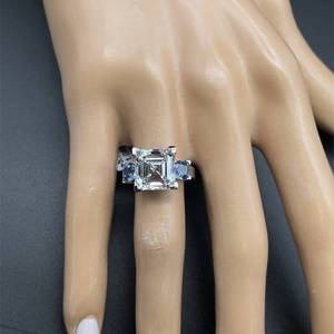 NEW 6.81 Carat Blue Sapphire & Diamond Three-Stone Ring in 14k White Gold - $35,635 Appraisal Included VIDEO