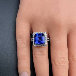 9.11 Carat Tanzanite & Natural Diamond Halo Split Shank Ring in Platinum - $28,725 Appraisal Included VIDEO