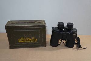 lot 224 image: Binoculars with Metal Ammo Box