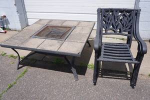 lot 169 image: Tile Top Patio Fire Pit with 4 Chairs