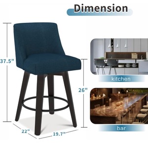 lot 8 image: MUUEGM Counter Height Swivel Bar Stools -Navy