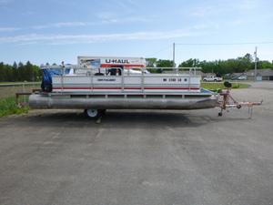 lot 3 image: 1991 Northwood 21 Pontoon and 2018 Homemade 24 Pontoon Trailer