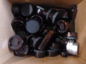 lot 91 image: Box of Brown Craft Bottles and Jars with Lids