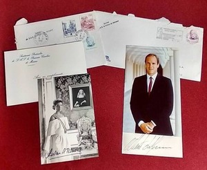 lot 1 image: Autographed 1990s Photos - Princess Caroline & Prince Albert of Monaco