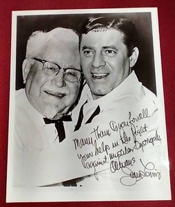 lot 24 image: Photo of Colonel Sanders & Jerry Lewis - Signed by Jerry Lewis