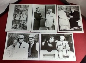 lot 88 image: (5) Vintage Glossy Promotional Photos - Colonel Sanders With Celebrities