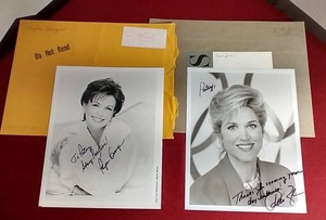 lot 169 image: (2) 90s Broadcaster Autographs - Phyllis George & Paula Zahn