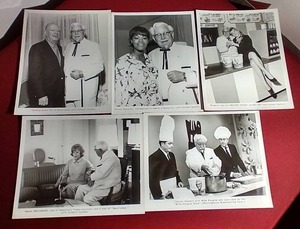 lot 170 image: (5) Vintage Glossy Promotional Photos - Colonel Sanders With Celebrities