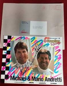 lot 193 image: Autographed 1990s Photo of Michael & Mario Andretti