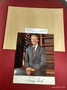 lot 240 image: Autographed 1990s Photo of Jimmy Carter