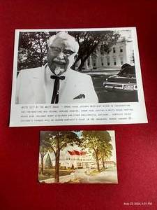 lot 275 image: Photo of Colonel Sanders at White House & Vintage Postcard of Sanders Home
