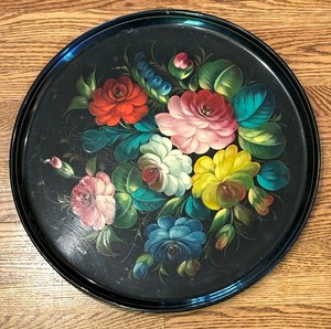 Trio of Fabulous Floral Vintage Metal Trays