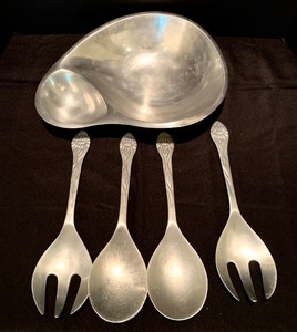 Nambe Appetizer Serving Dish and Serving Utensils