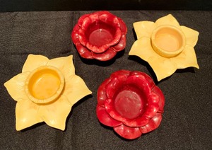Four Villeroy and Boch Flower Motif Candle Holders