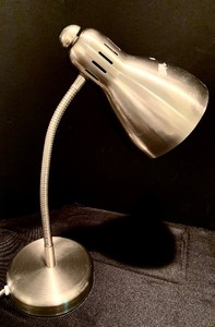 Vintage Metal Silver Flexible Gooseneck Desk Lamp, Study Light
