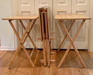 Set of Four Wood TV Trays with Stand