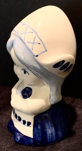 Vintage Old Delfts Blue Figure Coin Bank Girl