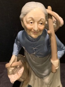 Vintage Ceramic Porcelain Lady with Baskets