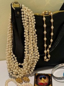 Vintage Handbag with Assorted Costume Jewelry