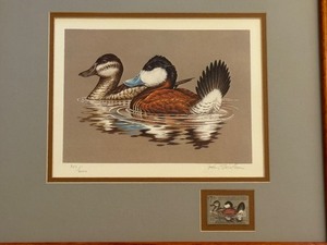 Framed John S. Wilson Limited Edition Rudy Duck Migratory Bird Hunting & Conservation Print and Stamp