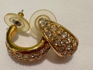 Gold Tone Swarovski Hoop Earrings