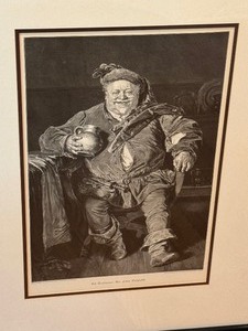 Vintage Framed Black and White Print Sir John Falstaff