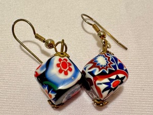 Pair of Square Beaded Millefiori Earrings