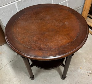 Vintage Round Accent Table with Lower Shelf