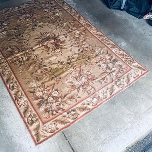 100% Wool Handmade Needle Point Floral Area Rug