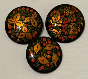 Five Palekh Russian Brooches