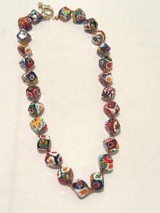 Square Beaded Millefiori Necklace
