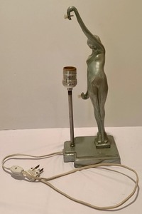 Vintage Art Deco Sarsaparill Lamp  Vintage Art Deco Sarsaparilla Lamp Glass Moon Lady