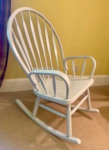 Bellini Vintage Large White Painted Wood Rocking Chair