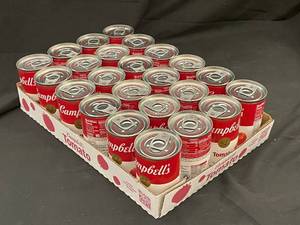 lot 30 image: Lot of 24 Campbells Condensed Tomato Soup Cans - 10.75 oz Each