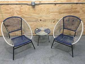 lot 38 image: Lot of 2 - Outdoor Chairs And 1 End Table