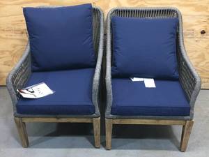lot 40 image: Lot of 2 - Plush Blue Outdoor Chairs