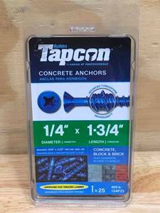 lot 65 image: Lot of 6 - Tapcon 14x1-34 Phillips Head 25 Pack Model # PF4-134P25