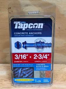 lot 67 image: Lot of 6 - Tapcon 316x2-34 Hex Head 25 Packs Model # HW3-234P25