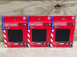 lot 44 image: Lot of 3 - Craftsman 14 Sheet Sandpaper 4-12x5-12