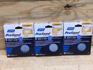 lot 45 image: Lot of 3 - Norton Pro Sand Job Pack 320 Grit 10 Packs