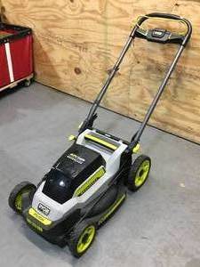 lot 11 image: Used Ryobi 40V HP Brushless 20 in. Battery Walk Behind Push Mower With 6Ah Battery And Charger Model # RY401017VNM (Tested And Works)