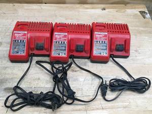 lot 72 image: Lot of 3 - M18 & M12 Multi-Voltage Charger Model # 48-59-1812 (Untested)