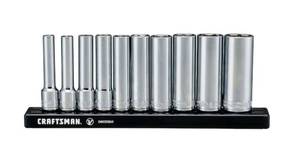 lot 57 image: CRAFTSMAN V-Series 10-Piece Standard (SAE) 14-in Drive 6-point Set Deep Socket Set (0528248)