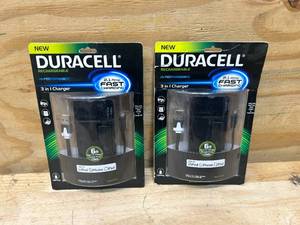 lot 77 image: DURACELL Lot of 2- 3 in 1 Rechargeable Chargers