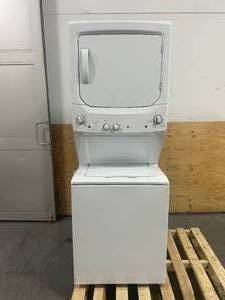 lot 55 image: GE Unitized Spacemaker 3.8 cu. ft. Capacity Washer with Stainless Steel Basket and 5.9 cu. ft. Capacity Electric Dryer MODEL GUD27ESSM1WW